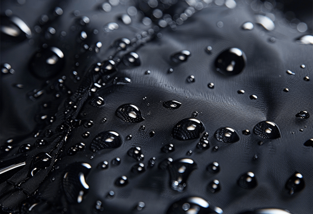Macro water on wetsuit - product photography