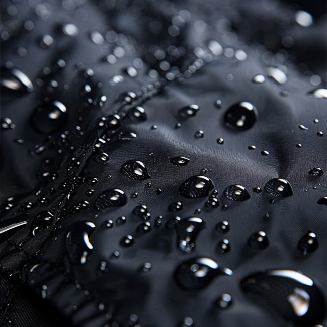 Macro water on wetsuit - product photography